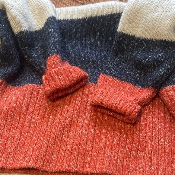 Madewell Cozy Brown and White Crew Neck Sweater - Picture 2 of 6